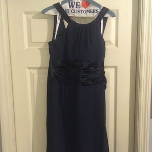 Navy blue davids bridal bridesmaid dress